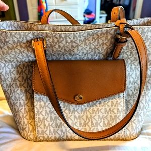 Michael Kors white & brown purse